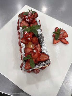 Panna cotta rellena de coulis de frambuesa